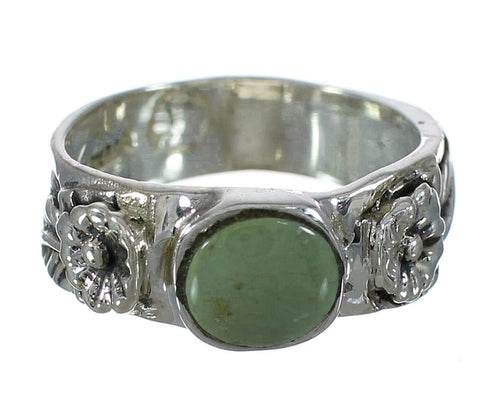 Genuine Sterling Silver Turquoise Southwest Flower Ring Size 5-3/4 YX91708